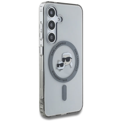 MagSafe Case for Samsung Galaxy S25+ S936, Karl Lagerfeld, IML Metal Karl & Choupette's Heads, Black