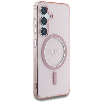 MagSafe Case for Samsung Galaxy S25 S931, Guess, IML Glitter Circle, Pink