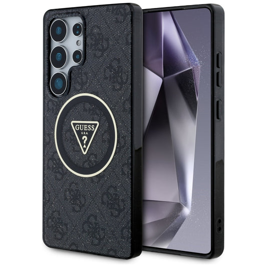 MagSafe Case for Samsung Galaxy S25 Ultra S938, Guess, IML Glitter 4G Circle Triangle, Black