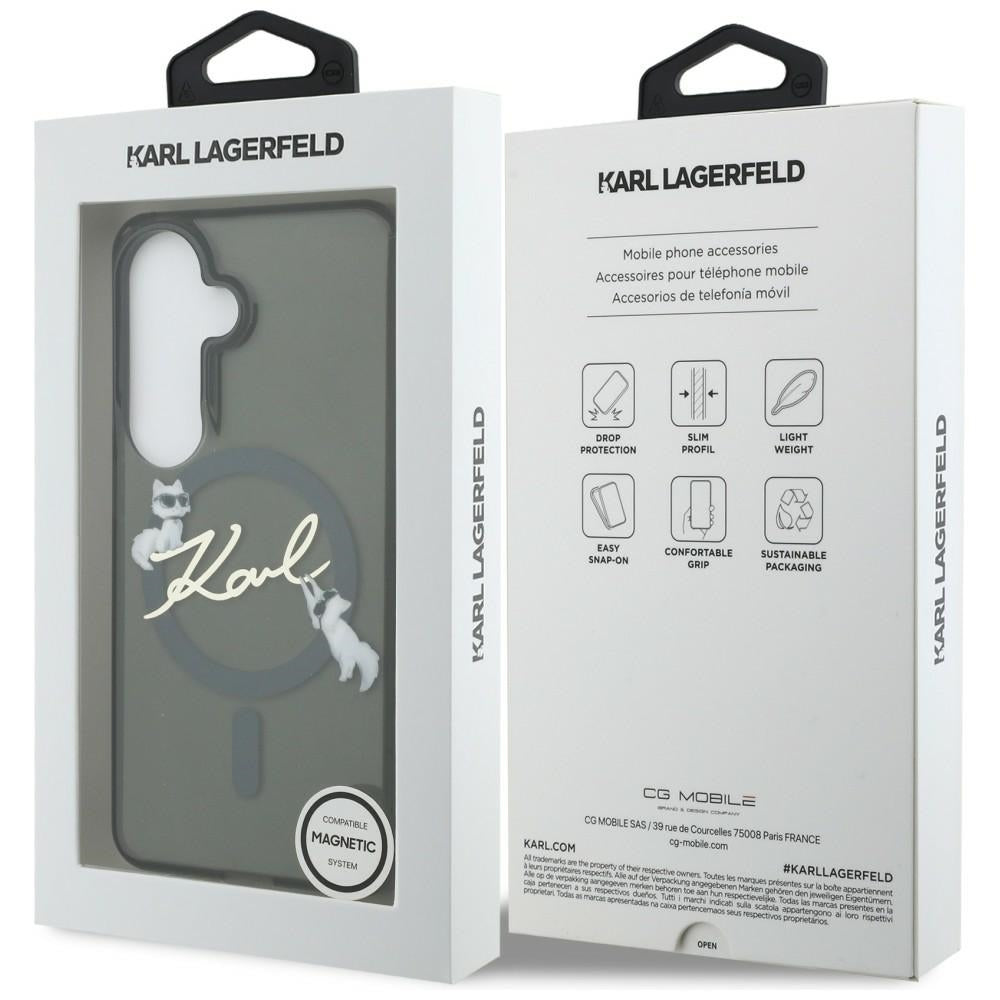 MagSafe Case for Samsung Galaxy S26 Plus S947, Karl Lagerfeld, IML Choupette Karl Script Logo, Black