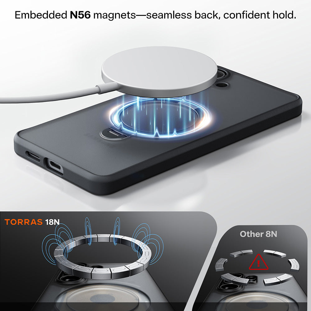 MagSafe Case for Samsung Galaxy S26 Plus, Torras, Ostand Spin, Black