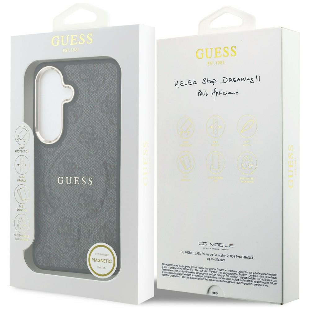 MagSafe Case for Samsung Galaxy S26 S942, Guess, 4G Embossed Ring, Black