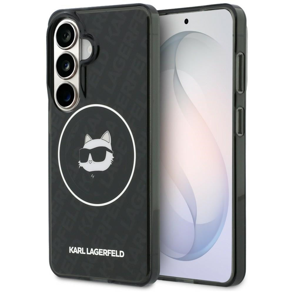 MagSafe Case for Samsung Galaxy S26 S942, Karl Lagerfeld, IML Choupette Head on KL Repeated Logo, Black