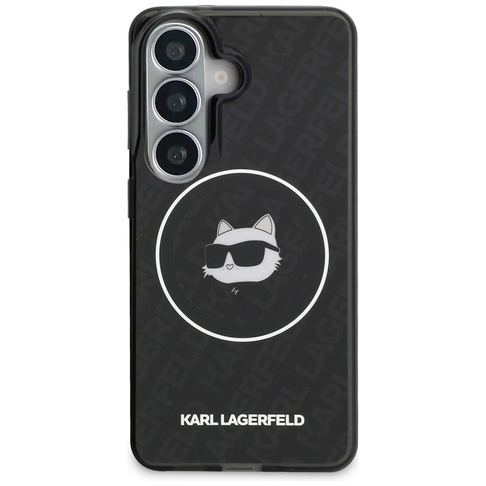 MagSafe Case for Samsung Galaxy S26 S942, Karl Lagerfeld, IML Choupette Head on KL Repeated Logo, Black