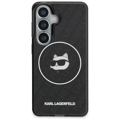 MagSafe Case for Samsung Galaxy S26 S942, Karl Lagerfeld, IML Choupette Head on KL Repeated Logo, Black