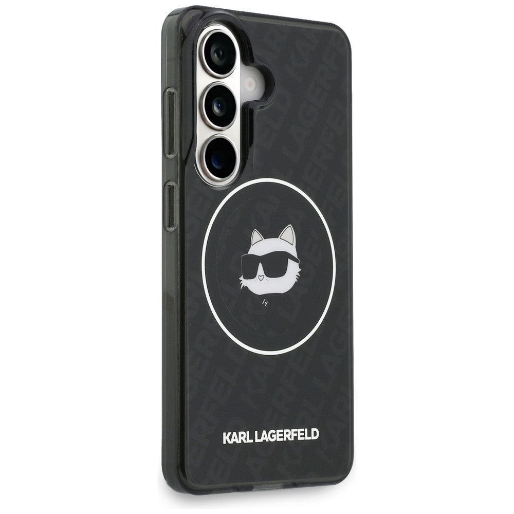 MagSafe Case for Samsung Galaxy S26 S942, Karl Lagerfeld, IML Choupette Head on KL Repeated Logo, Black
