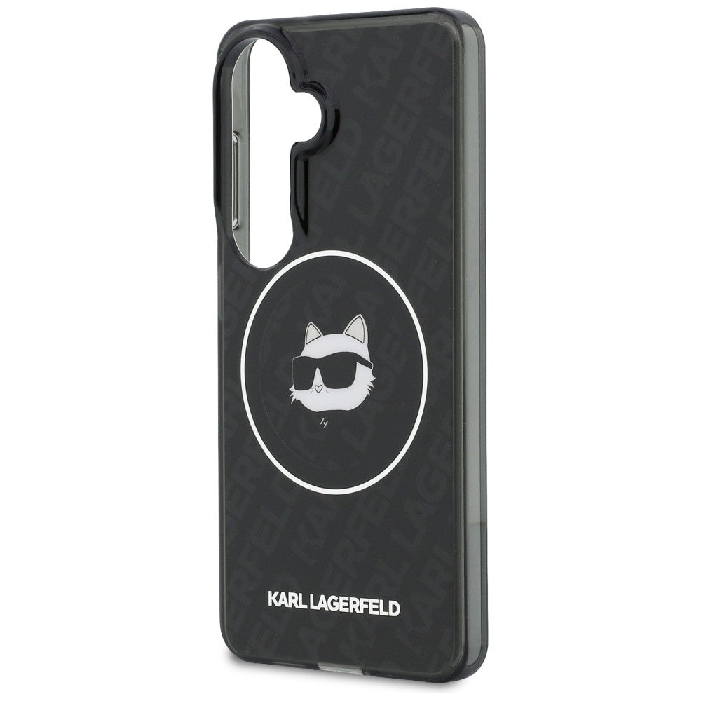 MagSafe Case for Samsung Galaxy S26 S942, Karl Lagerfeld, IML Choupette Head on KL Repeated Logo, Black