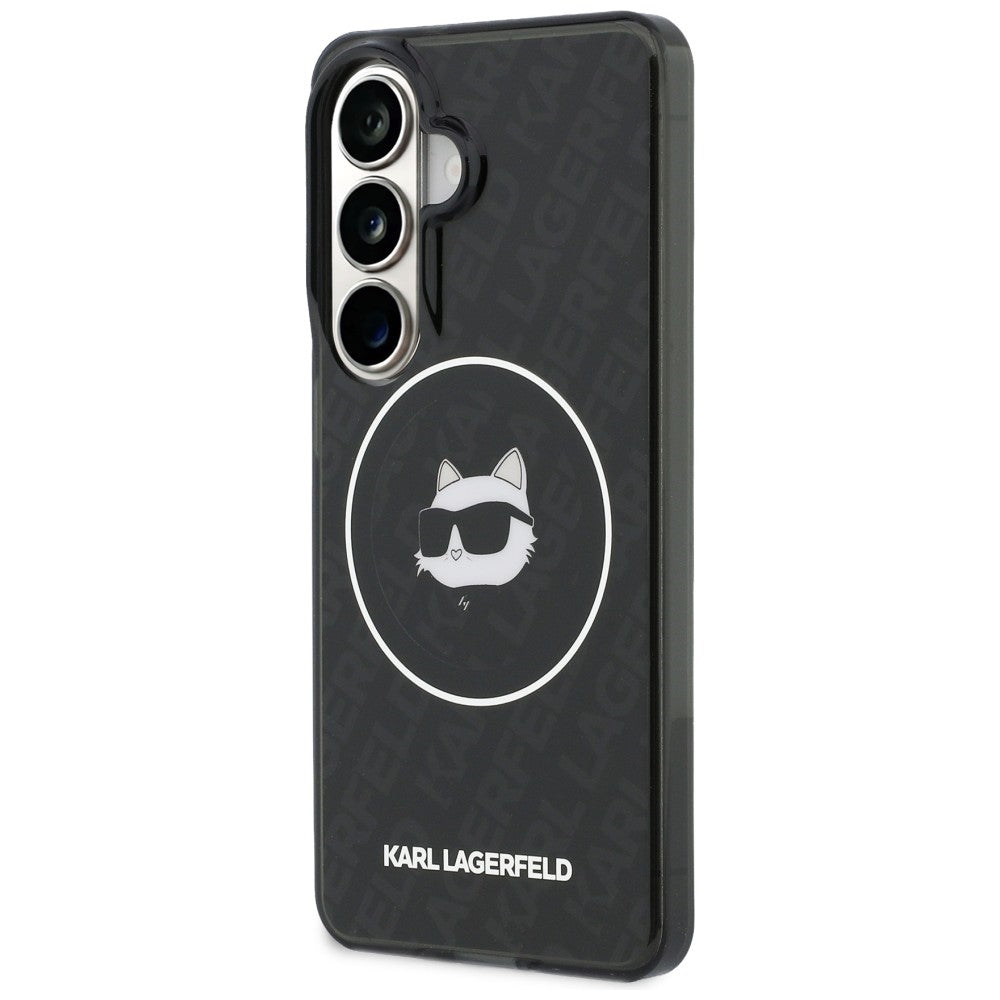 MagSafe Case for Samsung Galaxy S26 S942, Karl Lagerfeld, IML Choupette Head on KL Repeated Logo, Black