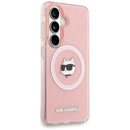 MagSafe Case for Samsung Galaxy S26 S942, Karl Lagerfeld, IML Choupette Head on KL Repeated Logo, Pink