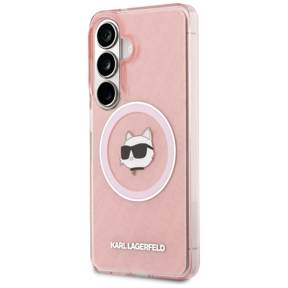 MagSafe Case for Samsung Galaxy S26 S942, Karl Lagerfeld, IML Choupette Head on KL Repeated Logo, Pink