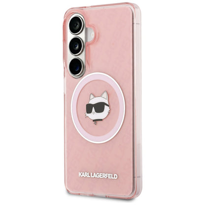 MagSafe Case for Samsung Galaxy S26 S942, Karl Lagerfeld, IML Choupette Head on KL Repeated Logo, Pink