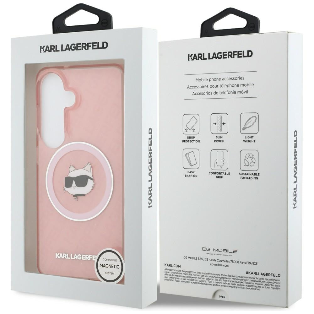 MagSafe Case for Samsung Galaxy S26 S942, Karl Lagerfeld, IML Choupette Head on KL Repeated Logo, Pink