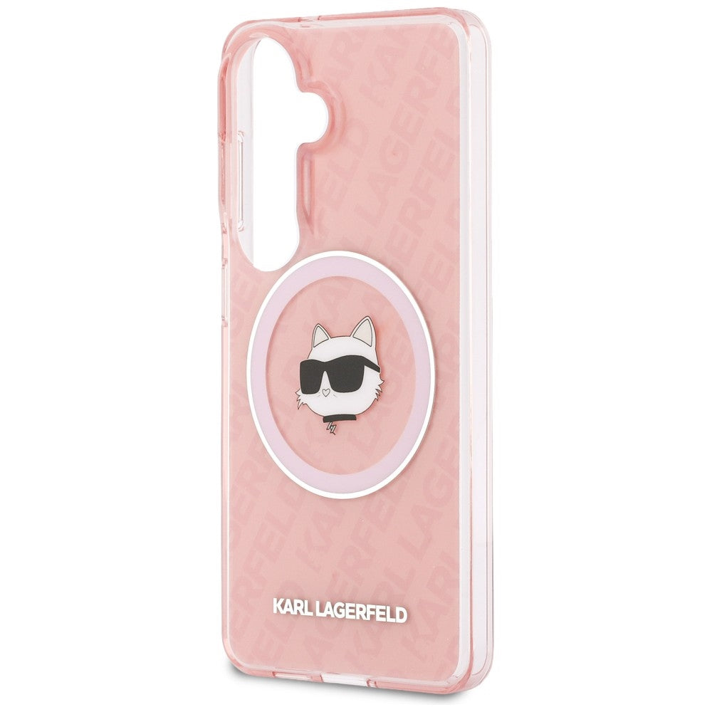 MagSafe Case for Samsung Galaxy S26 S942, Karl Lagerfeld, IML Choupette Head on KL Repeated Logo, Pink
