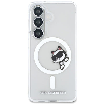 MagSafe Case for Samsung Galaxy S26 S942, Karl Lagerfeld, IML Choupette Peekaboo Logo, White