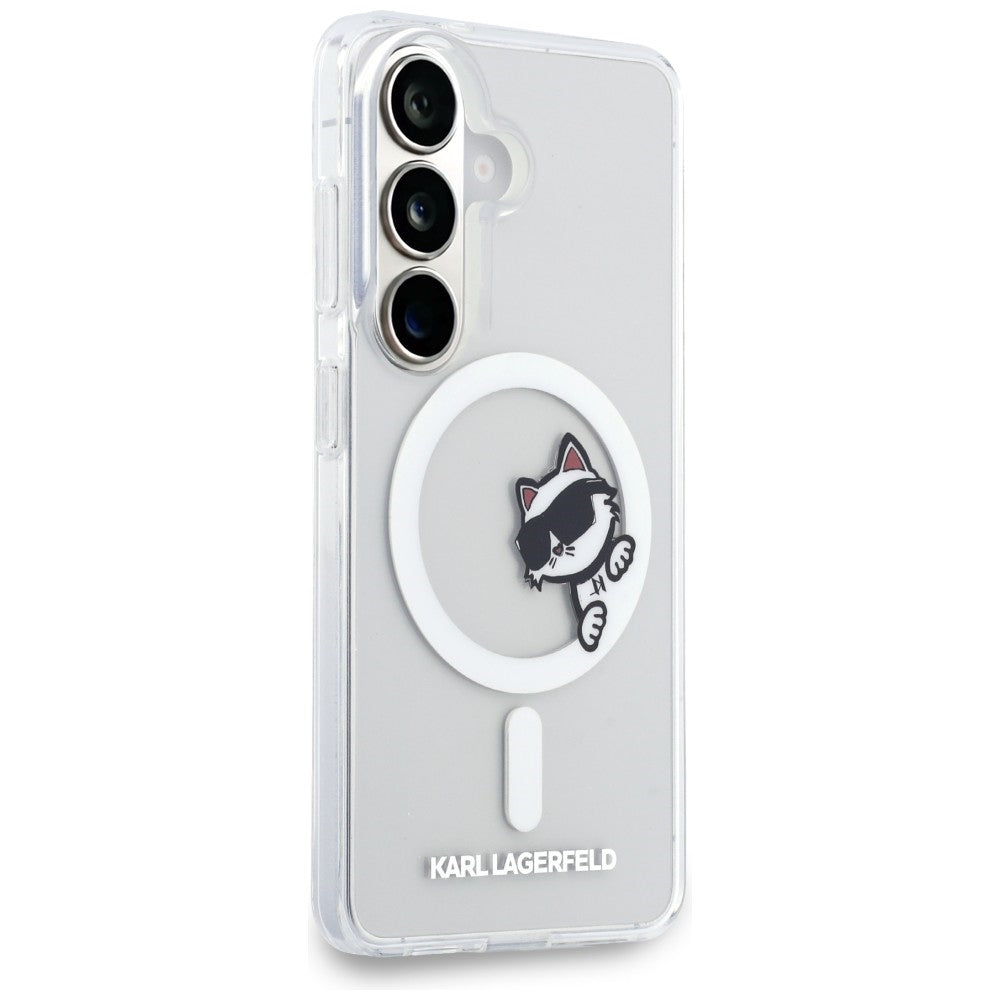 MagSafe Case for Samsung Galaxy S26 S942, Karl Lagerfeld, IML Choupette Peekaboo Logo, White