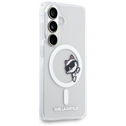 MagSafe Case for Samsung Galaxy S26 S942, Karl Lagerfeld, IML Choupette Peekaboo Logo, White
