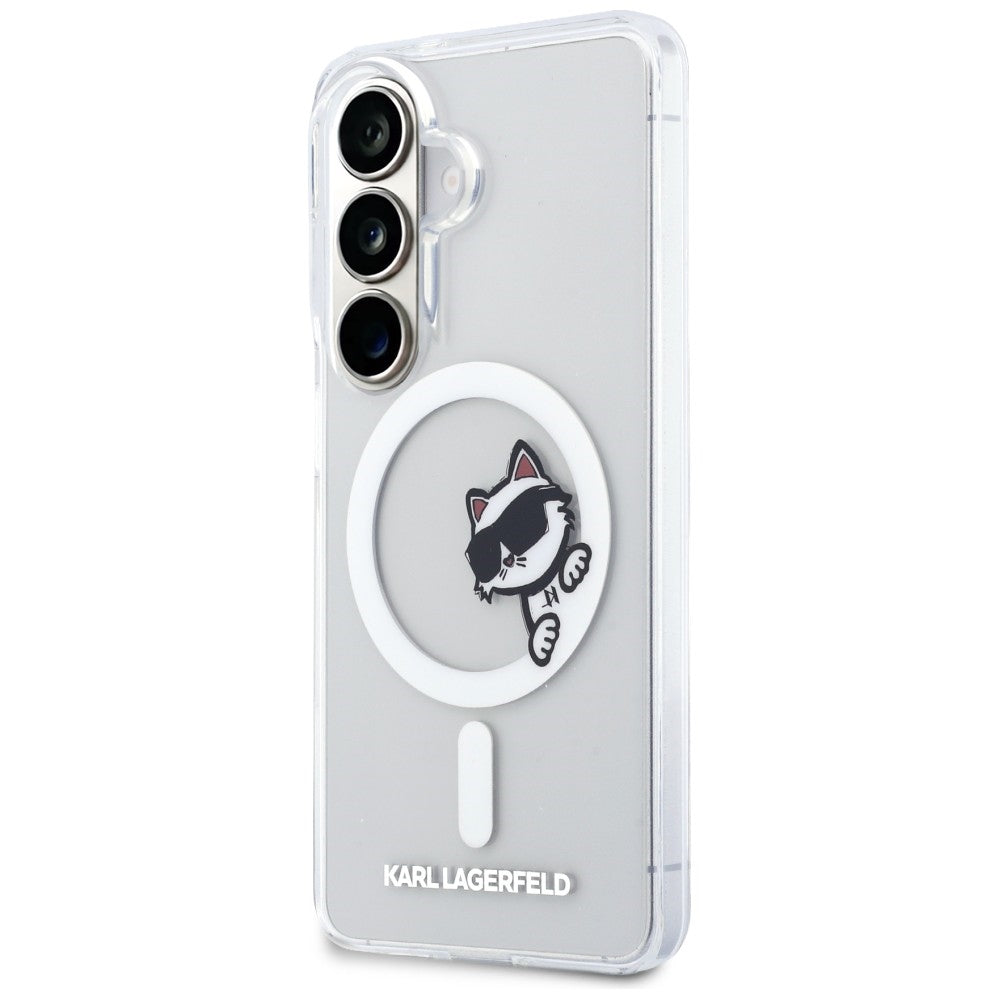 MagSafe Case for Samsung Galaxy S26 S942, Karl Lagerfeld, IML Choupette Peekaboo Logo, White