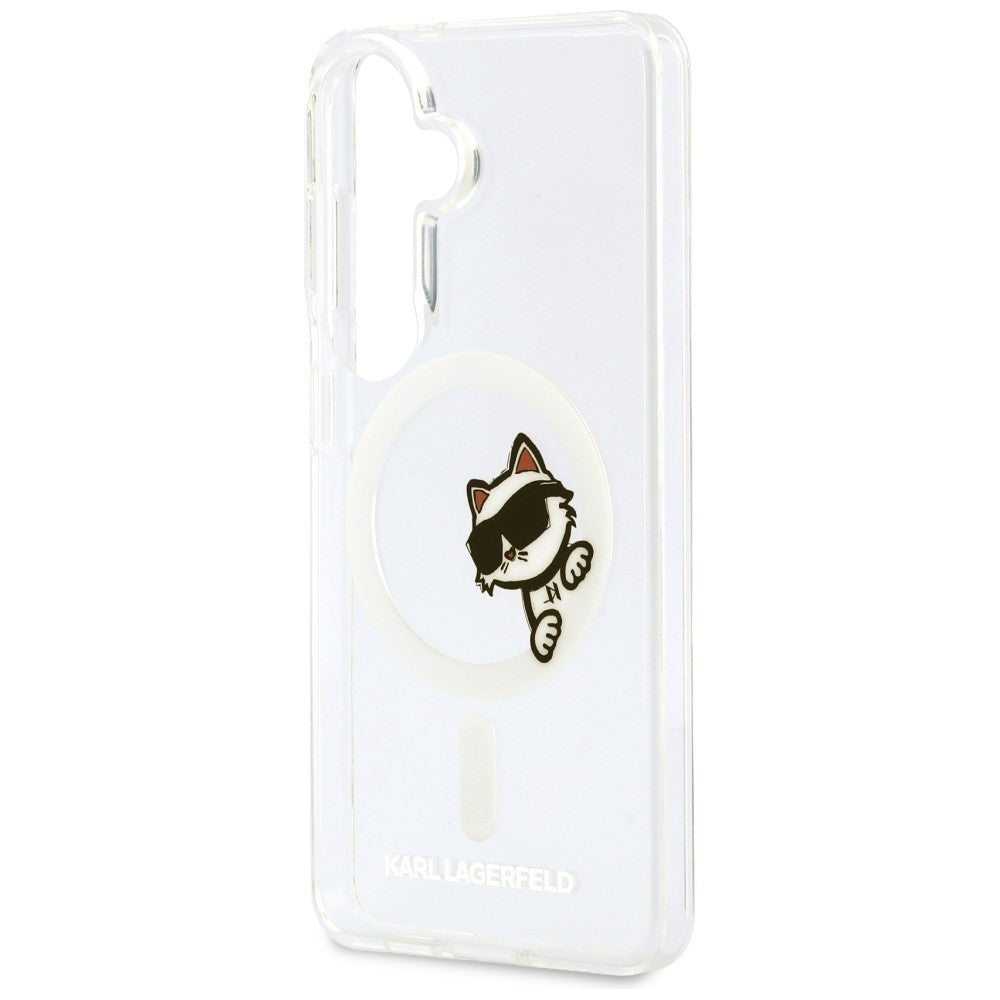 MagSafe Case for Samsung Galaxy S26 S942, Karl Lagerfeld, IML Choupette Peekaboo Logo, White