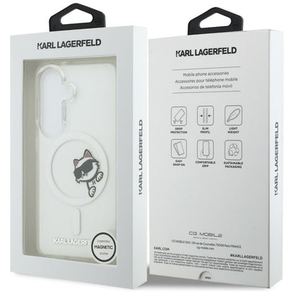 MagSafe Case for Samsung Galaxy S26 S942, Karl Lagerfeld, IML Choupette Peekaboo Logo, White