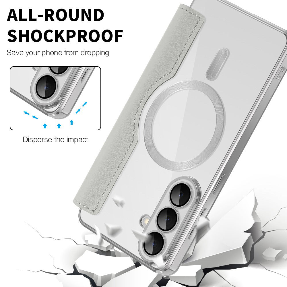 MagSafe Case for Samsung Galaxy S26, Techsuit, SmartMag Book, Gray