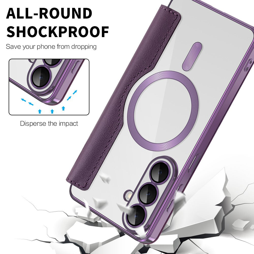 MagSafe Case for Samsung Galaxy S26 S942, Techsuit, SmartMag Book, Purple