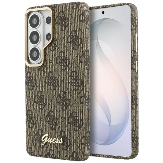 MagSafe Case for Samsung Galaxy S26 Ultra S948, Guess, 4G Script Logo, Brown