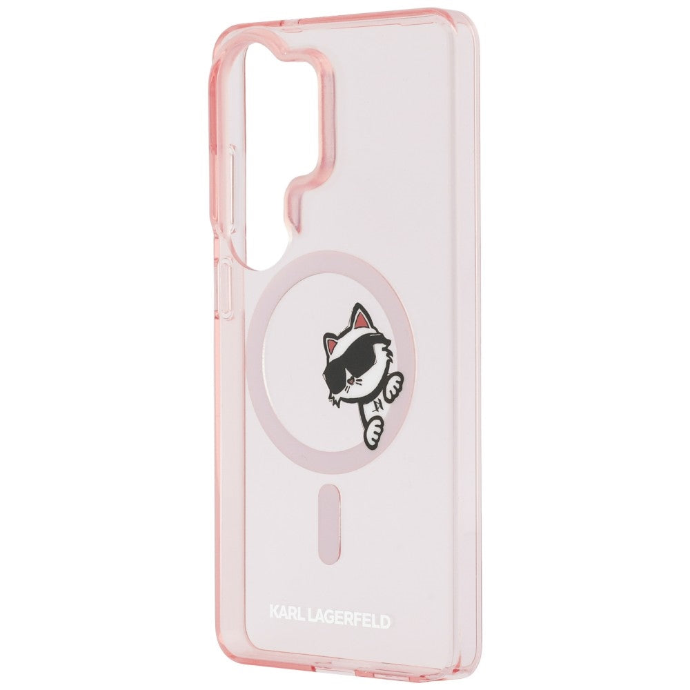 MagSafe Case for Samsung Galaxy S26 Ultra S948, Karl Lagerfeld, IML Choupette Peekaboo Logo, Pink