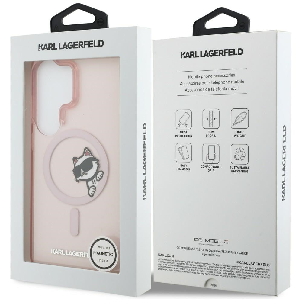 MagSafe Case for Samsung Galaxy S26 Ultra S948, Karl Lagerfeld, IML Choupette Peekaboo Logo, Pink