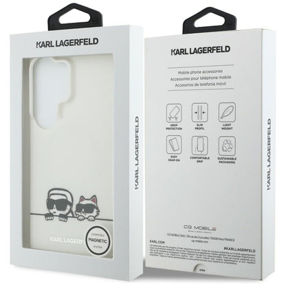 MagSafe Case for Samsung Galaxy S26 Ultra S948, Karl Lagerfeld, IML Karl & Choupette Peekaboo Logo, White