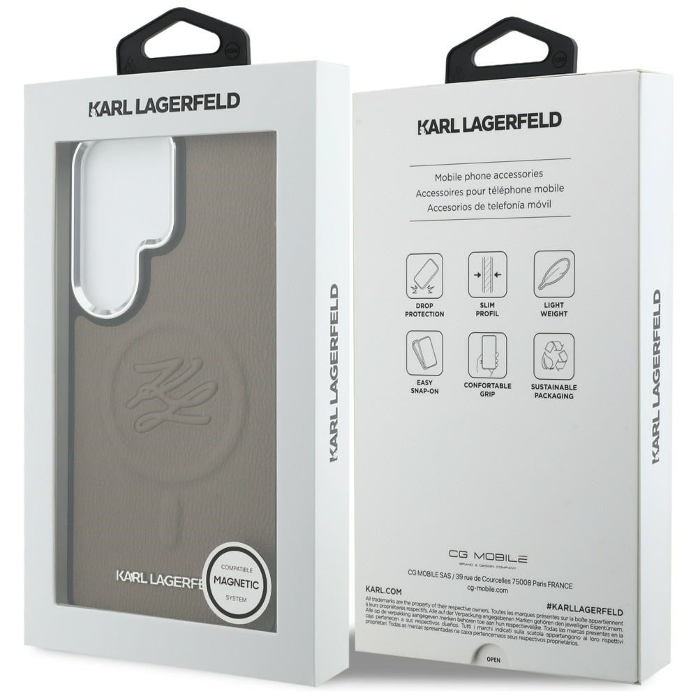 MagSafe Case for Samsung Galaxy S26 Ultra S948, Karl Lagerfeld, Initial Logo Debossed, Brown