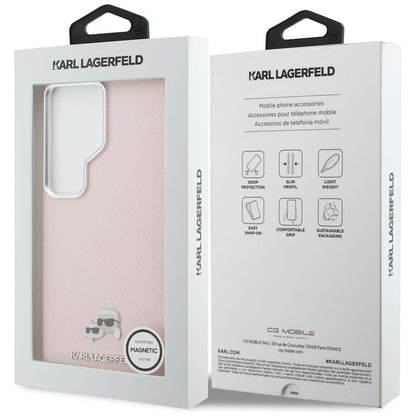 MagSafe Case for Samsung Galaxy S26 Ultra S948, Karl Lagerfeld, Karl & Choupette Head's Pin, Pink
