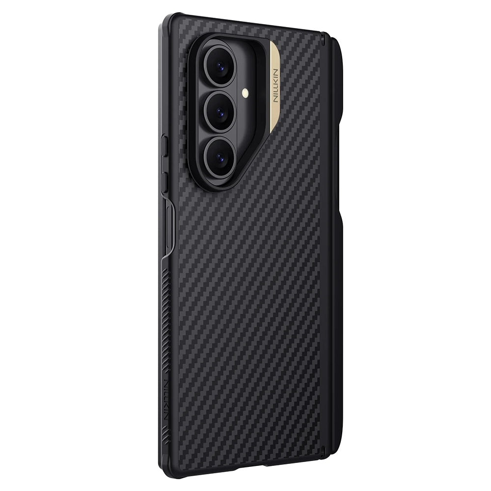 MagSafe Case for Samsung Galaxy Z Fold7 F966, Nillkin, Synthetic Fiber Pro with S-Pen Holder, Black Gold