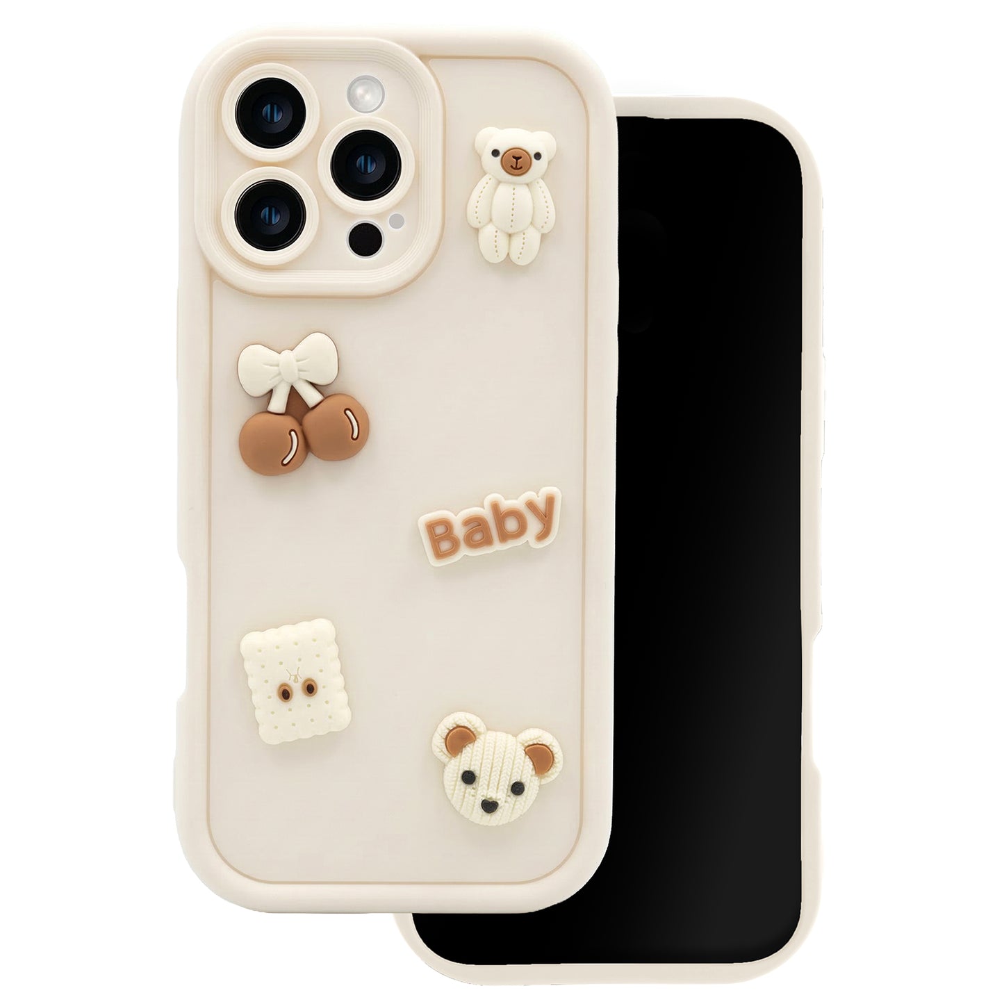 Case for Apple iPhone 16, OEM, Ultra Trendy 3D Bear, Beige