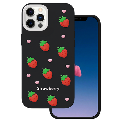 Case for Apple iPhone 16 Pro, OEM, Strawberry, Black