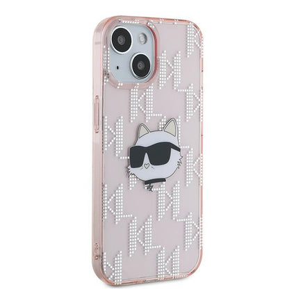 Case for Apple iPhone 14, Karl Lagerfeld, IML Luxury Monogram Choupette's Head, Pink