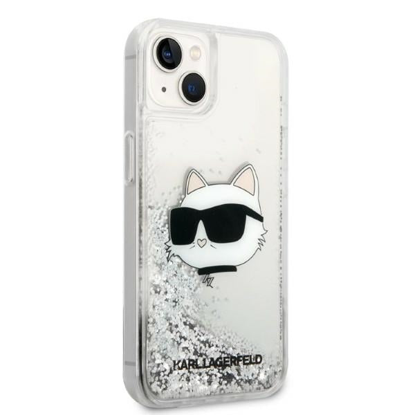 Case for Apple iPhone 14 Plus, Karl Lagerfeld, Glitter Choupette's Head, Silver