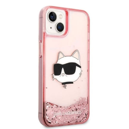 Case for Apple iPhone 14 Plus, Karl Lagerfeld, Glitter Choupette's Head, Pink