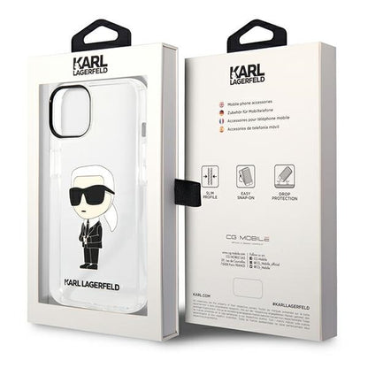 Case for Apple iPhone 14 Plus, Karl Lagerfeld, Ikonik Karl, Transparent