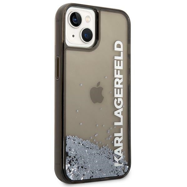 Case for Apple iPhone 14 Plus, Karl Lagerfeld, Liquid Glitter KL Logo, Black