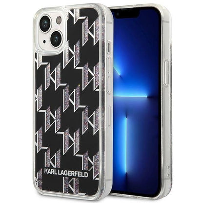 Case for Apple iPhone 14 Plus, Karl Lagerfeld, Liquid Glitter Monogram, Black