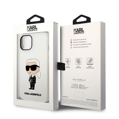 Case for Apple iPhone 14 Plus, Karl Lagerfeld, Ikonik Karl Silicone, White