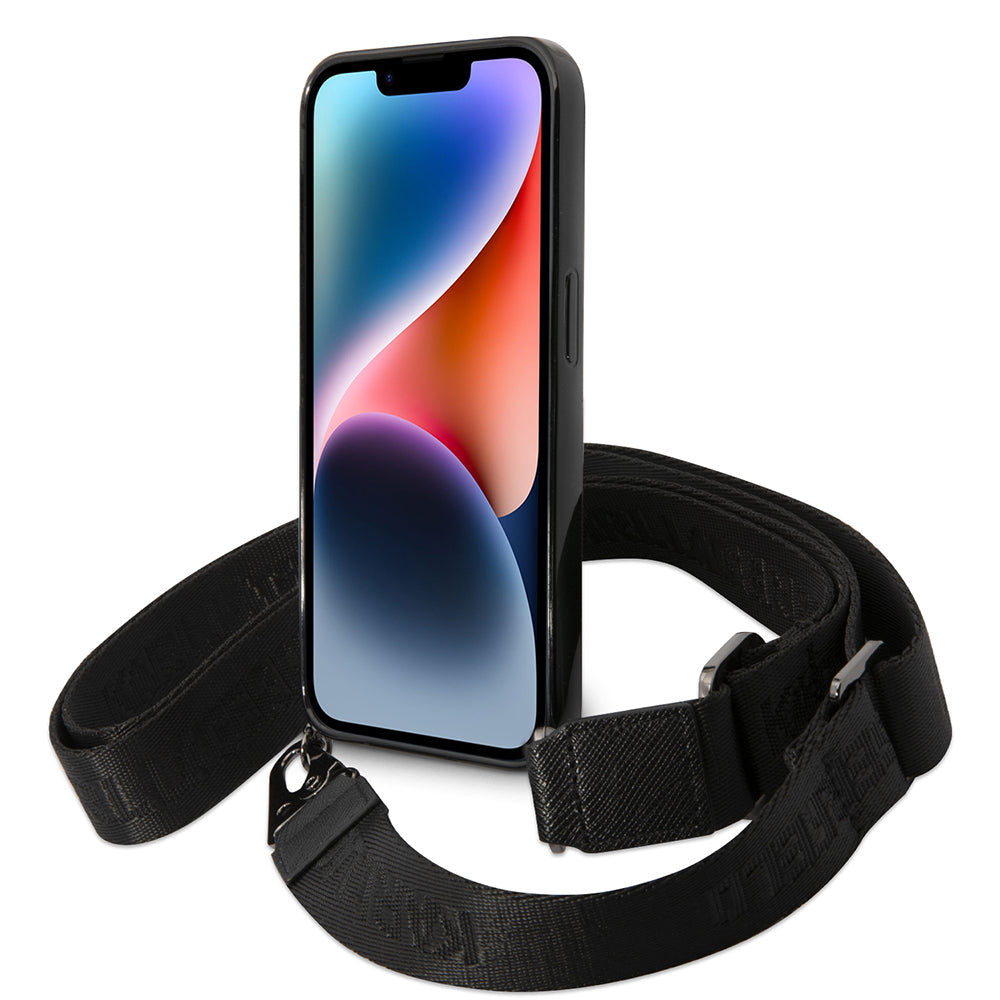 Case for Apple iPhone 14 Pro, Karl Lagerfeld, Color Stripes with Strap, Pink