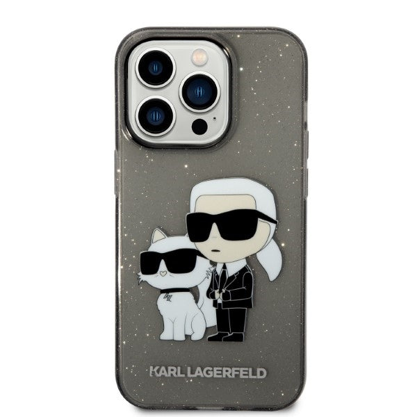 Case for Apple iPhone 14 Pro, Karl Lagerfeld, Glitter Karl & Choupette, Black