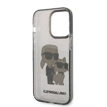 Case for Apple iPhone 14 Pro, Karl Lagerfeld, Glitter Karl & Choupette, Black