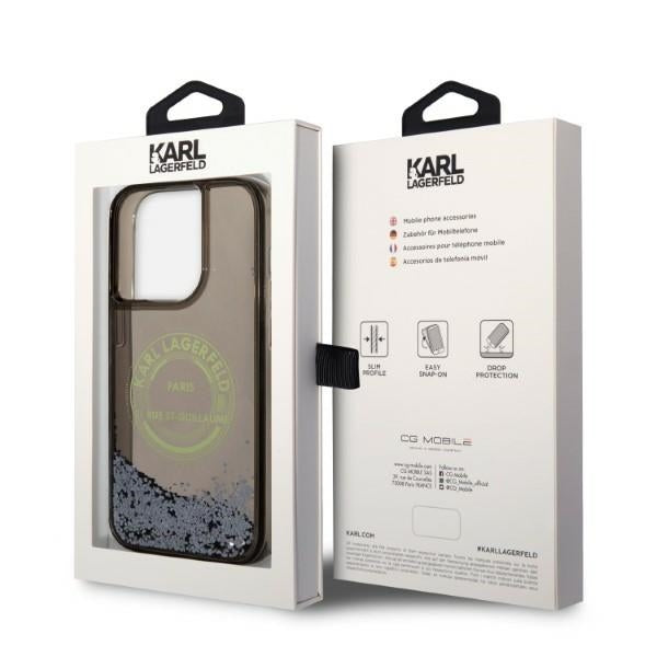 Case for Apple iPhone 14 Pro, Karl Lagerfeld, Liquid Glitter RSG, Black