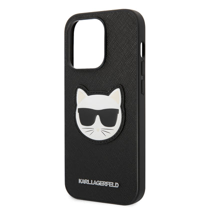Case for Apple iPhone 14 Pro, Karl Lagerfeld, Saffiano Choupette's Head, Black