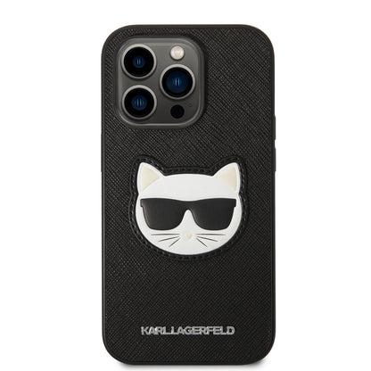 Case for Apple iPhone 14 Pro, Karl Lagerfeld, Saffiano Choupette's Head, Black