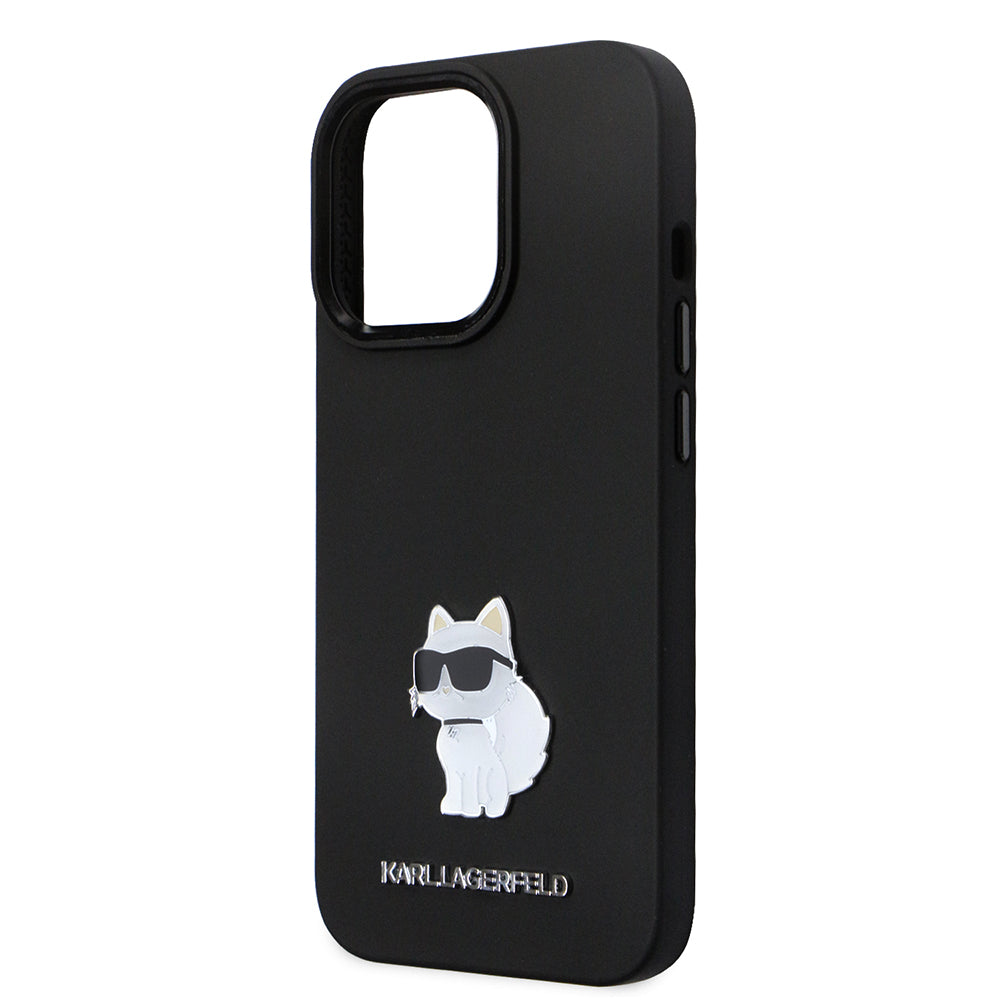 Case for Apple iPhone 14 Pro, Karl Lagerfeld, Silicone Choupette Metal, Black