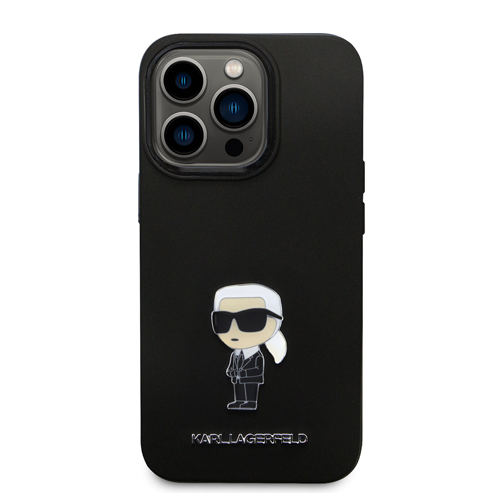 Case for Apple iPhone 14 Pro, Karl Lagerfeld, Silicone Ikonik Karl Metal, Black