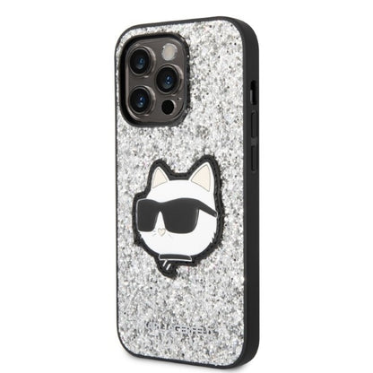 Case for Apple iPhone 14 Pro Max, Karl Lagerfeld, Glitter Choupette Patch, Silver
